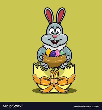 mascot rabbit bring eggs cartoon logo on egg