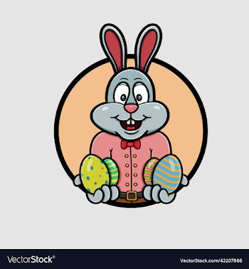 mascot rabbit cartoon with eggs logo happy easter