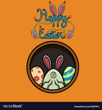 mascot three eggs cartoon logo and happy easter