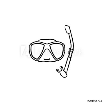 Mask and snorkel for swim in pool hand drawn outline doodle icon