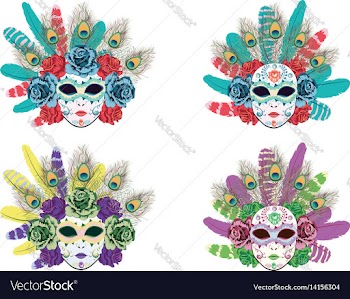 Mask with roses and feathers vector image