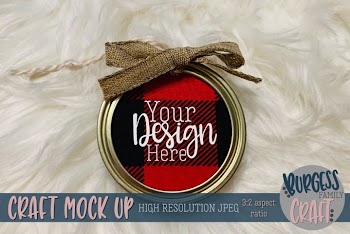 Mason jar lid ornament bow Craft mock up |High Res JPEG