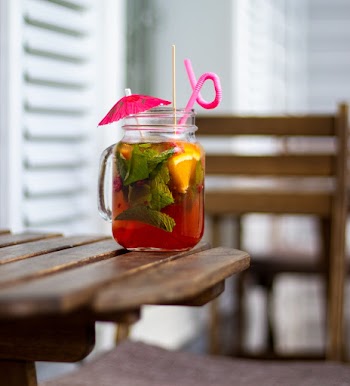 Mason Jar of Fruit Cocktail