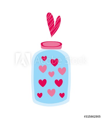 mason jar with hearts love