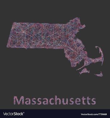 Massachusetts line art map vector image