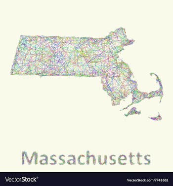 Massachusetts line art map vector image
