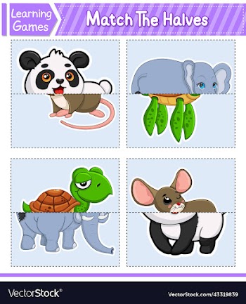 match the halves of animals matching game for