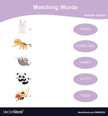 matching words game animals edition