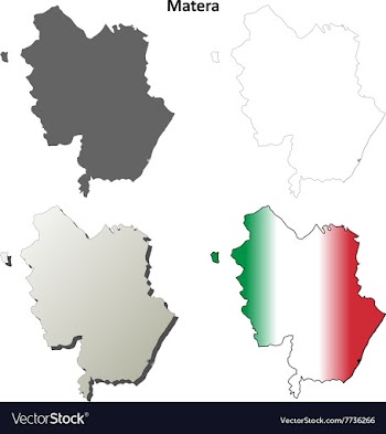 Matera blank detailed outline map set vector image