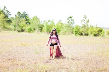 Maternity Photo Shoot of Woman Wearing Slit Front Dress