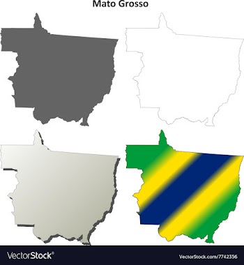 Mato Grosso blank outline map set vector image