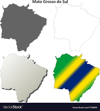 Mato Grosso do Sul blank outline map set vector image