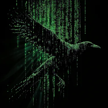Matrix Code Crow in Flight Matrix Code Crow in Flight