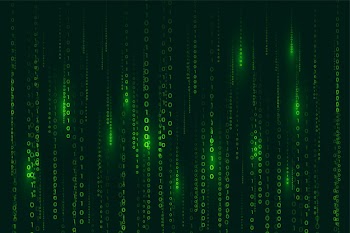 Matrix style binary code digital background with falling numbers Free Vector