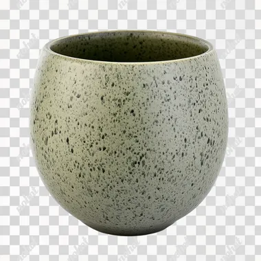 Matte Gray Speckled Flower Pot with Rounded Edges