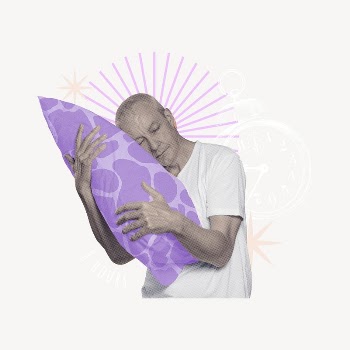 Mature man hugging pillow, creative | Free Photo - rawpixel