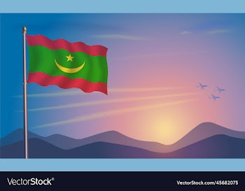 mauritania flag in the morning sun