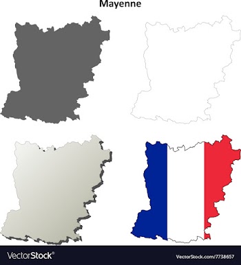 Mayenne Pays de la Loire outline map set vector image