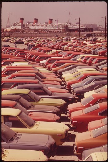"Mazdas" await shipment, June 1972. | Free Photo - rawpixel