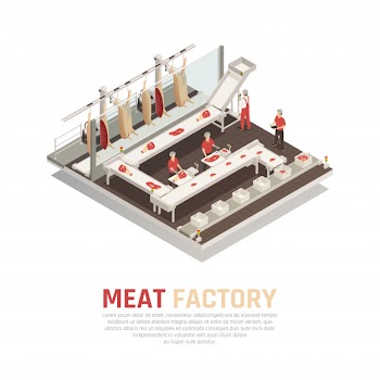 Meat factory isometric composition Free Vector