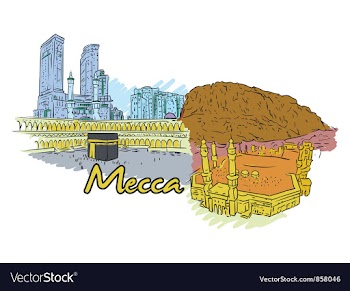 Mecca doodles vector image