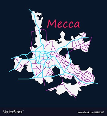 Mecca map saudi arabia flat vector image