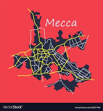 Mecca map saudi arabia flat vector image