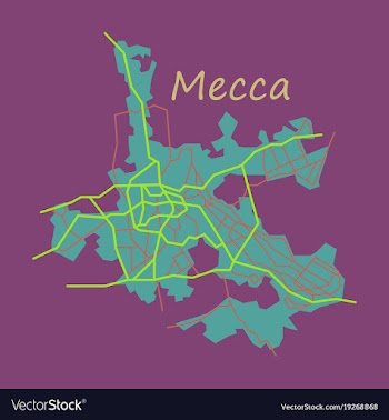 Mecca map saudi arabia flat vector image