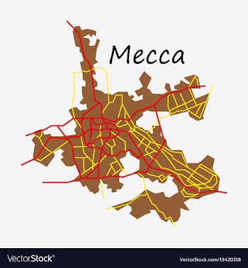 Mecca map saudi arabia flat vector image