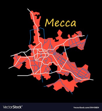 Mecca map saudi arabia flat vector image