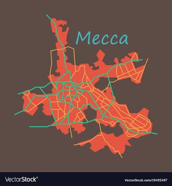 Mecca map saudi arabia flat vector image