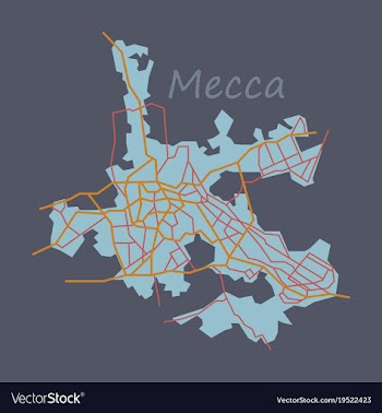 Mecca map saudi arabia flat vector image
