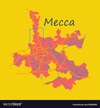 Mecca map saudi arabia flat vector image