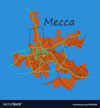 Mecca map saudi arabia flat vector image