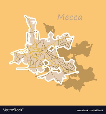 Mecca map saudi arabia sticker vector image