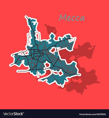 Mecca map saudi arabia sticker vector image