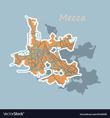 Mecca map saudi arabia sticker vector image