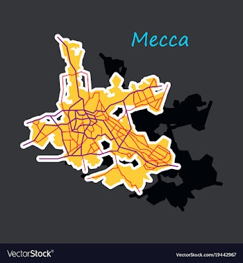 Mecca map saudi arabia sticker vector image