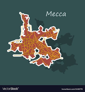Mecca map saudi arabia sticker vector image