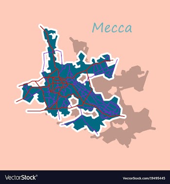 Mecca map saudi arabia sticker vector image