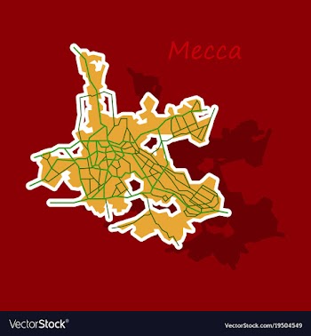 Mecca map saudi arabia sticker vector image