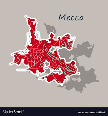 Mecca map saudi arabia sticker vector image