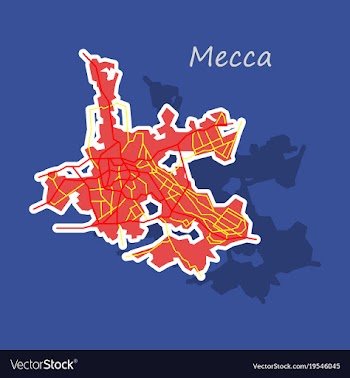 Mecca map saudi arabia sticker vector image