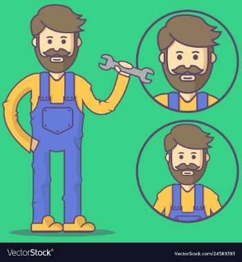 Mechanic in overalls and with wrench vector image