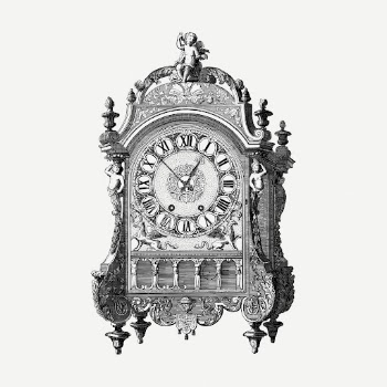 Mechanical clock drawing clipart, black | Free PSD - rawpixel