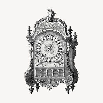 Mechanical clock hand drawn clipart, | Free Vector Illustration - rawpixel
