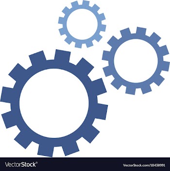 Mechanical cogs icons working together vector image