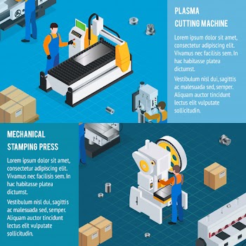 Mechanical factory horizontal banners Free Vector