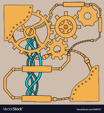 Mechanism background with cogwheels and gears vector image