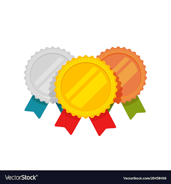 Medals flat cartoon gold bronze and Royalty Free Vector